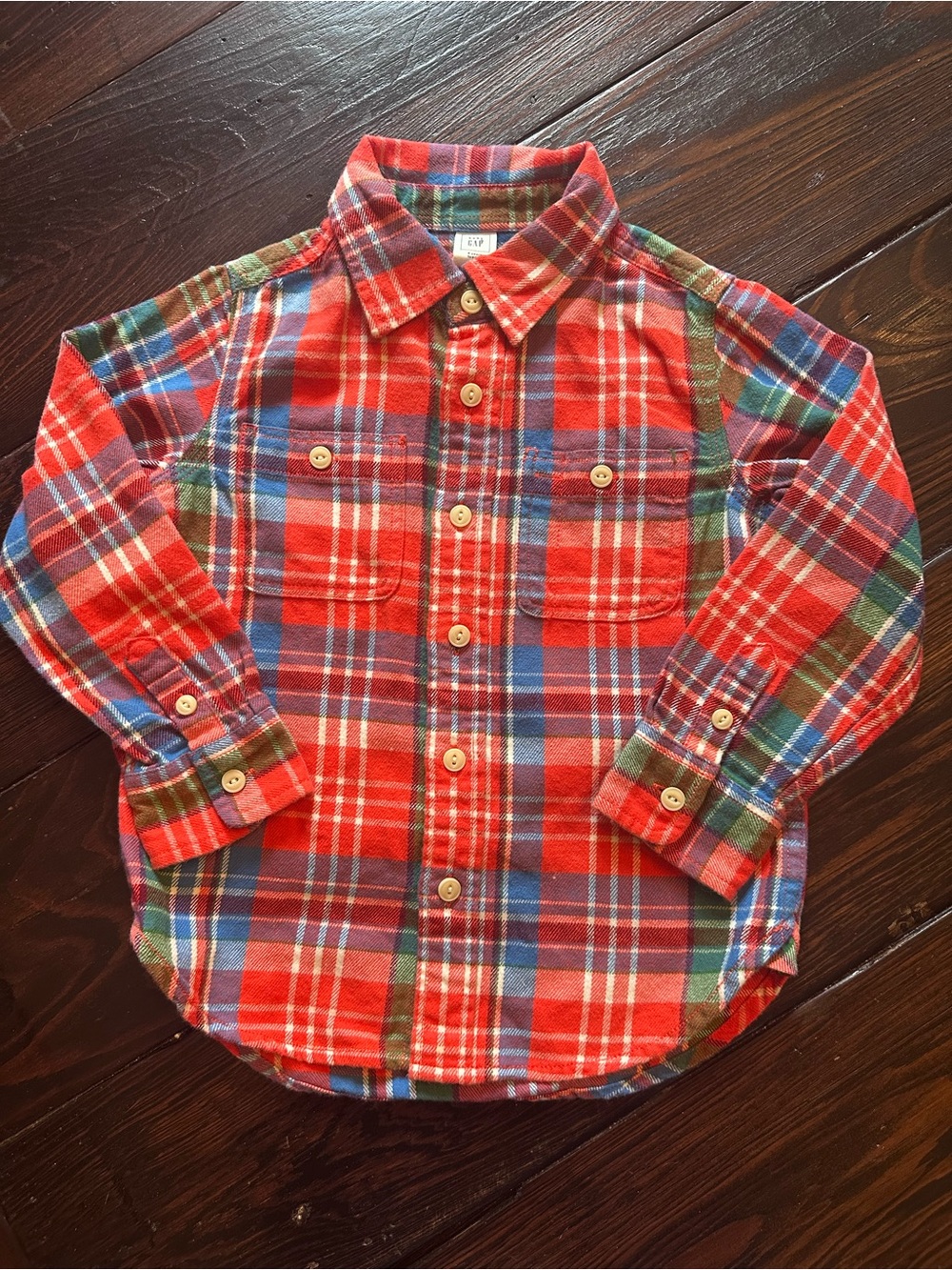 GAP Red Plaid Cotton Flannel Button-Down Shirt